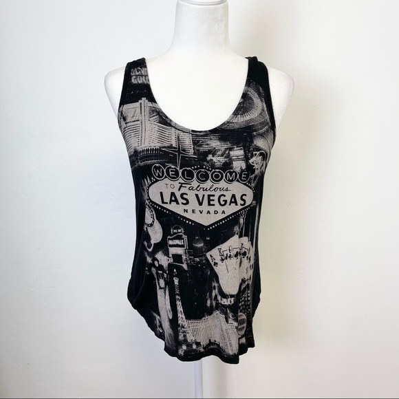 Banana Expression Las Vegas Graphic Muscle Tee Tank Semi Sheer Size Medium - Picture 3 of 16